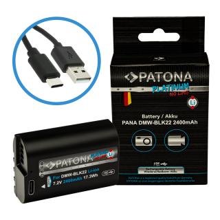 Acumulator cu intrare USB-C pentru Panasonic DMW-BLK22 2400mAh Patona Platinum