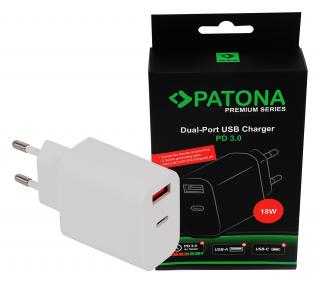 Adaptor retea PD18W 5V 3.0A 9V 2.0A 12V 1.5AA 1xUSB-C 1xUSB-A PD3.0 Patona Premium