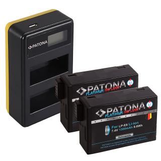 Pachet Incarcator Dual LCD USB si 2x Acumulator Patona Platinum LP-E8 pentru Canon EOS 550D, 600D, 700D