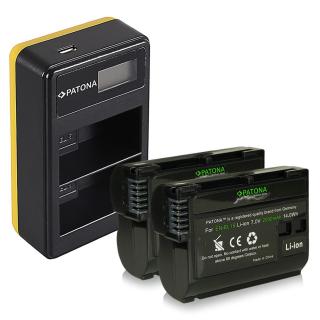 Pachet Incarcator Dual LCD USB si 2x Acumulator Patona Premium Nikon EN-EL15B