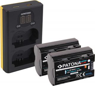 Pachet Incarcator Dual LCD USB si 2x Acumulatori Patona Platinum NP-W235 pentru Fujifilm X-T4 XT4