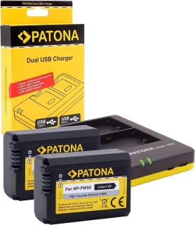 Pachet Incarcator Dual USB si 2 x Acumulatori Patona NP-FW50 pentru Sony NEX.3 NEX.5