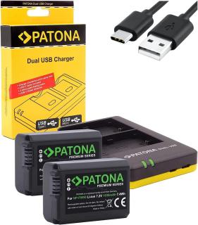 Pachet Incarcator Dual USB si 2 x Acumulatori Patona Premium NP-FW50 pentru Sony NEX.3 NEX.5