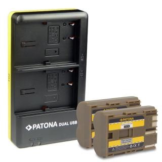 Pachet Incarcator Dual USB si 2x Acumulator Patona pentru Canon BP-511 BP-512