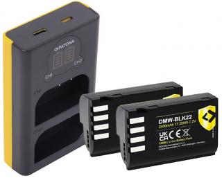 Pachet Incarcator Patona Dual LCD USB, 2 x Acumulatori Patona Protect pentru Panasonic DMW-BLK22