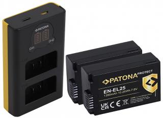 Pachet Incarcator Patona Dual LCD USB, 2x Acumulatori Patona Protect Nikon EN-EL25