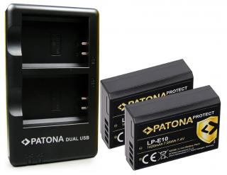 Pachet Incarcator Patona Dual USB, 2x Acumulatori Patona Protect pentru Canon LP-E10