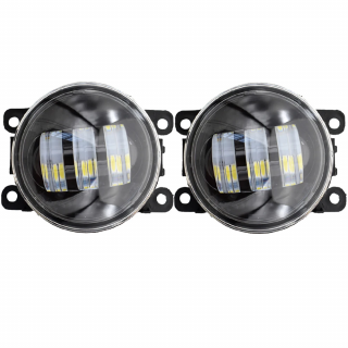 Set 2 proiectoare ceata LED Dacia, Renault, Nissan cu lumina alba, diamentru 3  / 90mm, 30W, 12/24V, carcasa aluminiu, mufa H11, H8 - FG-AW