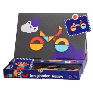 Carte magnetica puzzle Creeaza modele din forme geometrice- Magnetic Collage Imagination Jigsaw