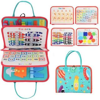Carte senzoriala educativa Montessori pentru dezvoltarea abilitatilor motorii model Spatiu Cosmic albastru si rosu 8 pagini