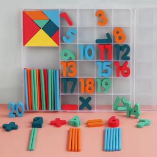 Joc 2 in 1 din lemn Invata matematica si tangram