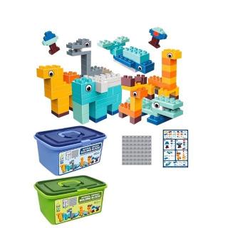 Joc de construit animalute cu piese de tip LEGO 134 piese in cutie de plastic cu maner