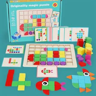 Joc de creativitate de tip mozaic din lemn Originality magic puzzle