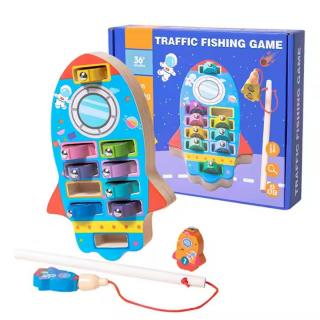 Joc de pescuit magnetic din lemn Alien fishing game