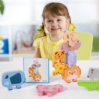 Joc de stivuit din lemn animale - Animal Stacking block game