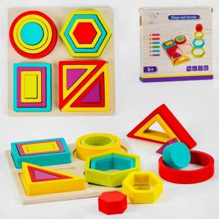 Joc de tip Montessori - Sortator cu 4 forme geometrice Shape and ferrule