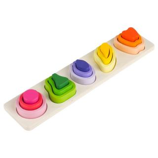 Joc de tip Montessori - Sortator cu 5 forme asimetrice fructe