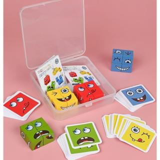 Joc de tip Puzzle Expresii faciale in cutie din plastic- Expression puzzle building blocks