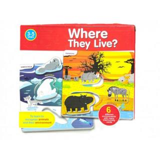 Joc educativ de tip puzzle Recunoaste animalele si habitatul lor - Where they live?