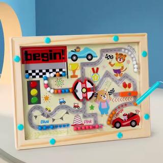 Joc magnetic de tip labirint sortare culori Cursa de masini Racing Maze