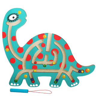 Joc magnetic Montessori cu bile de tip labirint dinozaur