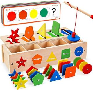 Joc Montessori de sortare si asociere culori si forme geometrice  in limba Romana