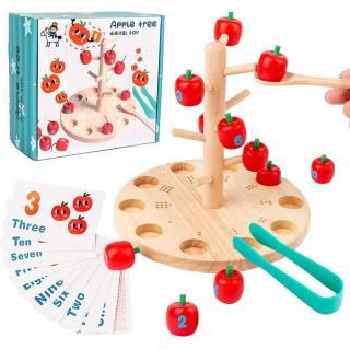 Joc Montessori din lemn copacul cu mere Apple tree digital toy