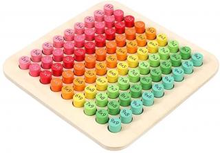 Joc Montessori din lemn Tabla inmultirii 81 de piese de tip blocuri cilindrice