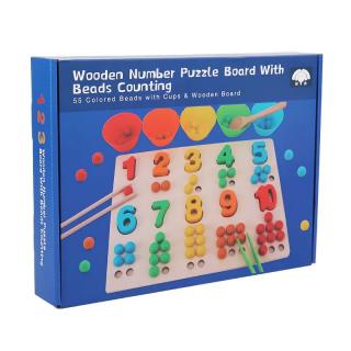 Jucarie Montessori de tip puzzle- sortare culori, numarare si motricitate- Beads counting