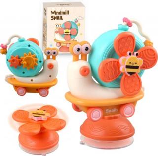 Jucarie motrica cu spinner 2 in 1 prindere cu ventuza si jucarie pe roti melc