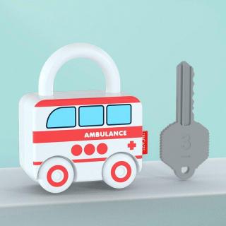 Lacat masinuta ambulanta cu cheie cifra 3  PUZZLE MATCHING LOCK