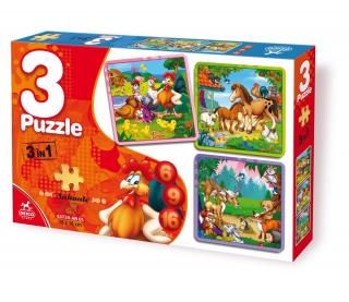 Puzzle 3 in 1 - Animale