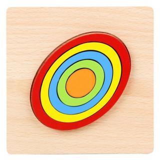 Puzzle din lemn incastru mic oval curcubeu