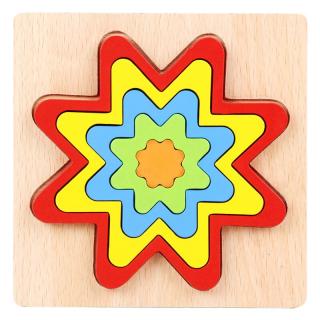 Puzzle din lemn incastru mic stea curcubeu