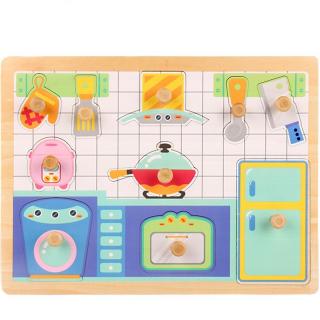 Puzzle incastru din lemn cu butoni IN BUCATARIE