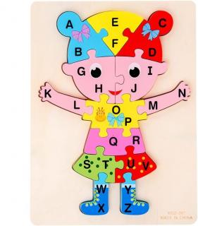 Puzzle incastru din lemn cu litere FETITA
