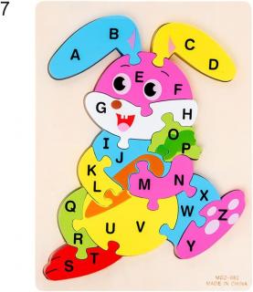 Puzzle incastru din lemn cu litere IEPURAS