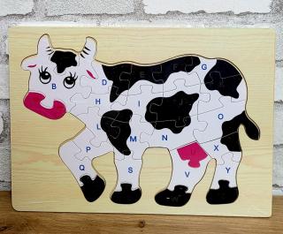 Puzzle incastru din lemn litere mari de tipar vaca