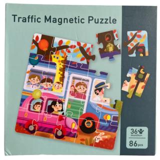 Puzzle magnetic 3 in 1 vehicule, alfabet si numere