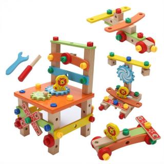 Scaunel de asamblat cu suruburi din lemn Changed Nut Disassembling Chair