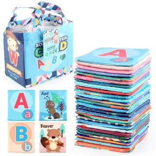 Set 26 de carduri textile cu literele alfabetului si cuvinte in limba engleza