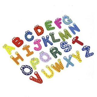 Set 26 magneti de frigider litere mari de tipar alfabet figurine amuzante din lemn