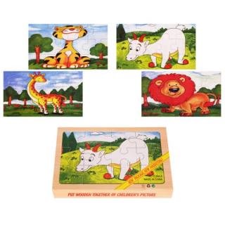 Set 4 puzzle din lemn Animale in natura