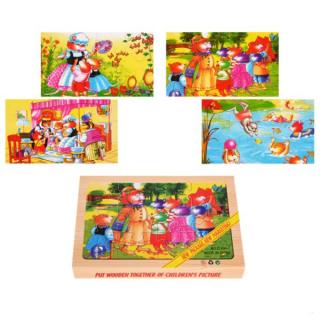 Set 4 puzzle din lemn Familia de soricei