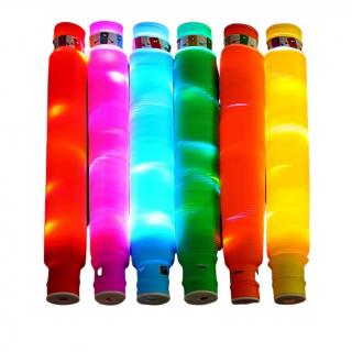 Set 6 jucarii senzoriale tuburi antistres cu lumina LED Fidget Pop Tubes