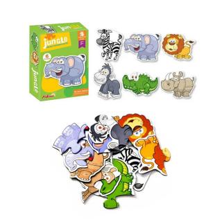 Set 6 puzzle piese mari ANIMALE DIN JUNGLA- Jungle 6 in a box