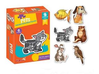 Set 6 puzzle piese mari ANIMALE DOMESTICE- Pets 6 in a box