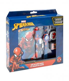 Set cadou cu ceas, Agenda si instrumente, Spider Man, 6 piese