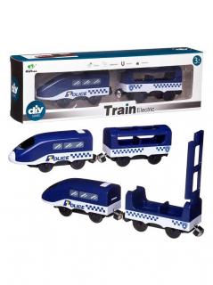 Set locomotiva electrica si vagon cu prindere magnetica Tren politie