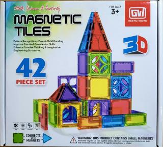 Set piese magnetice de construit din abs forme geometrice Magnetic Tiles 3D 42 de piese